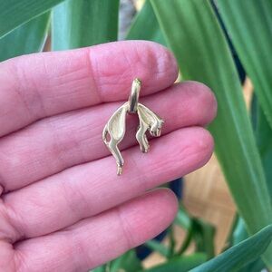 Gold Plated Sterling Silver Cat Pendant Charm